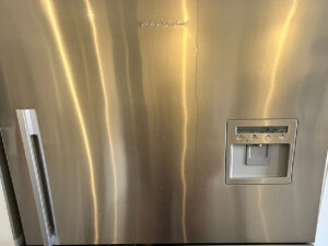 Shinny frontg door of a Fridge 